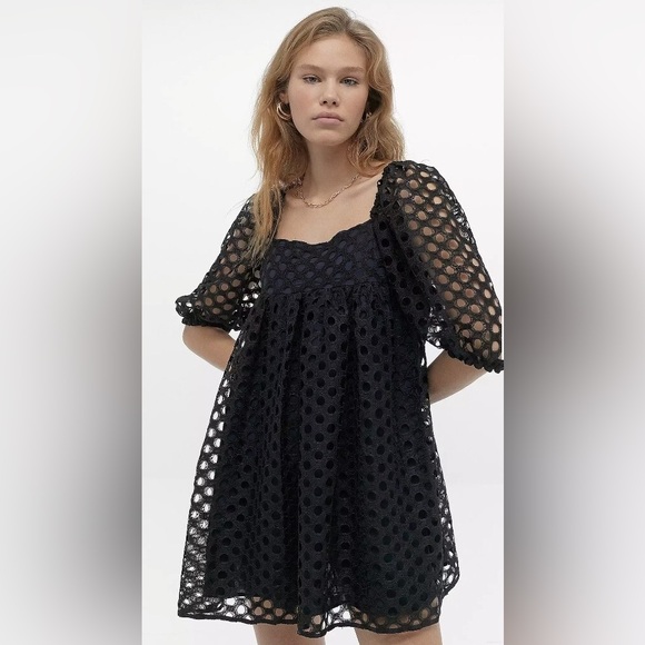 Urban Outfitters Dresses & Skirts - Kimchi Blue Urban Outfitters Black Eyelet Overlay Dress